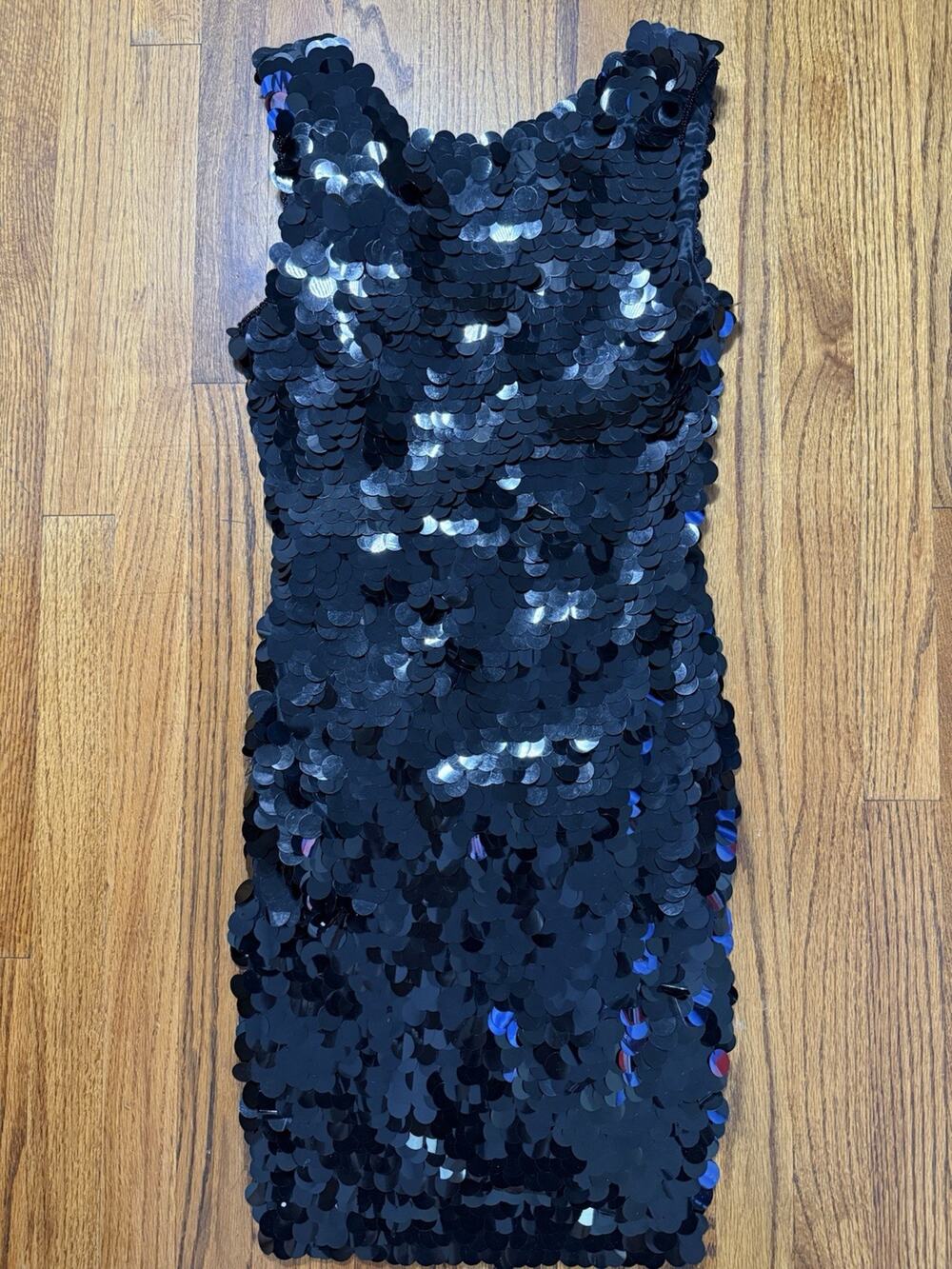 Vintage Black Tie by He-Ro Industries Sequin Paillette Dress Size 10 80s 90s С8